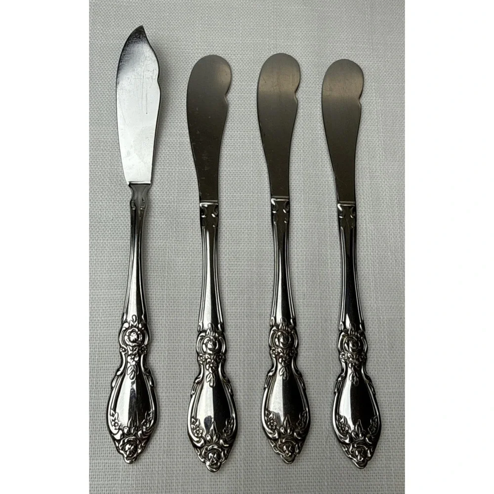 Oneida Community Plantation Knives‎ Butter + Spreader Stainless Flatware X4